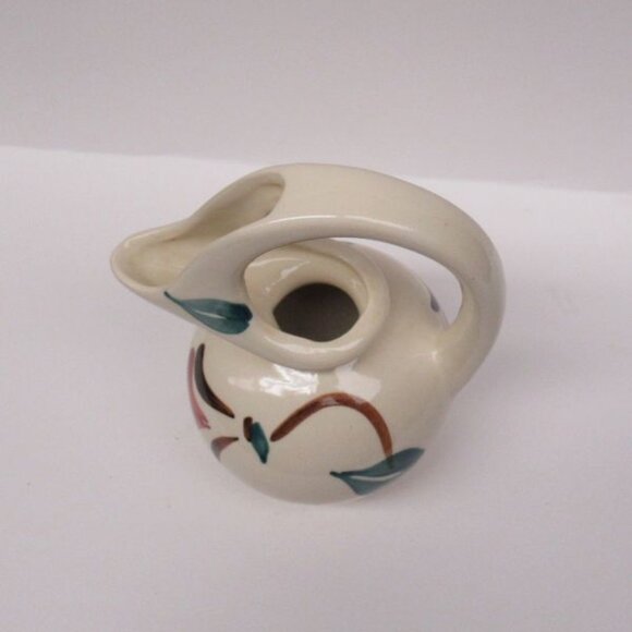 Purinton Pottery Slip Ware IVY RED BLOSSOM Honey Syrup Handled Jug - Picture 3 of 4